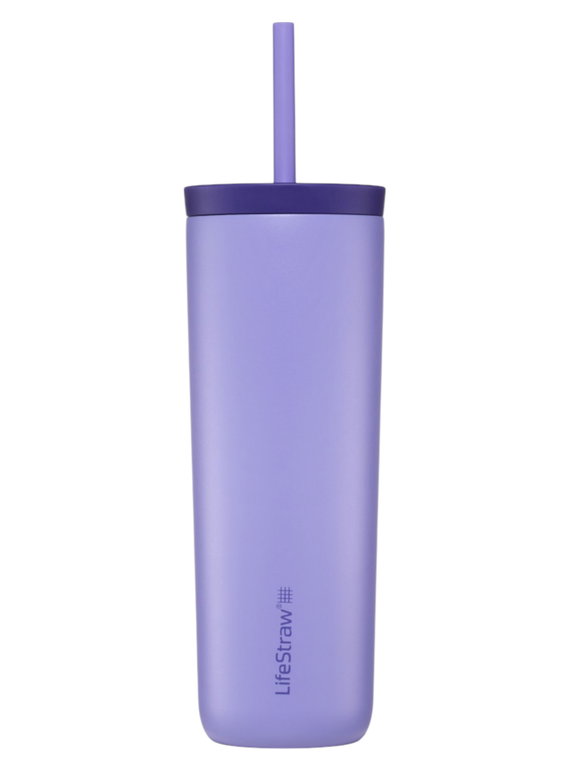 LifeStraw Thermobecher Go Steel Tumbler Isolierter aus Edelstahl, mit Wasserfilter, mit Trinkhalm - violett - 500 ml